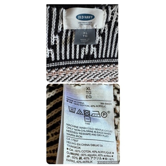 Old navy cable knit cardigan boho Aztec print size XLarge - Picture 3 of 13